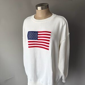 Orange Kiss Essentials American Flag Knit Sweater Ralph Lauren Inspired Size XL